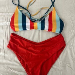 Women’s Colorful Striped Bikini Set Zaful